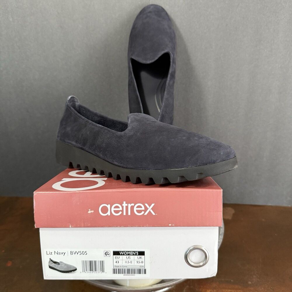 Aetrex Liz Arch Support Slip-On Shoe Size US 11.5-12 Navy Orthotic System